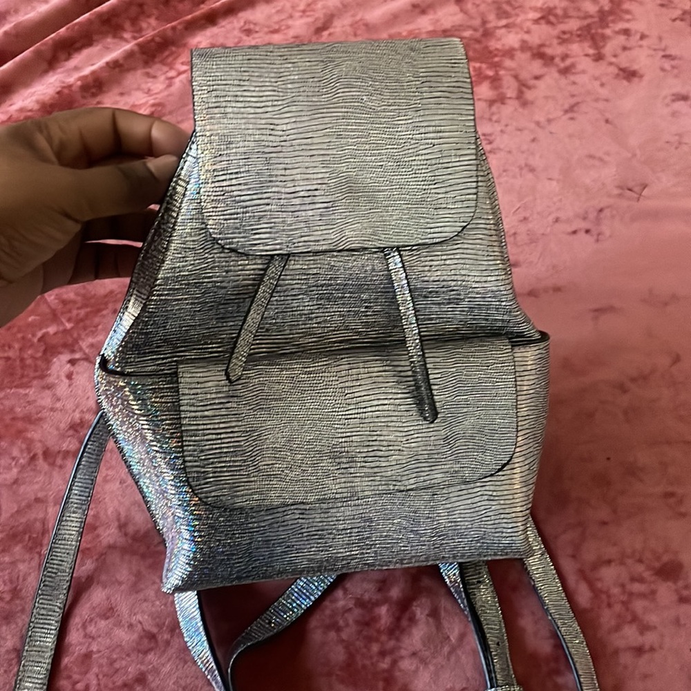 Silver Metallic Small Back Pack - image 2
